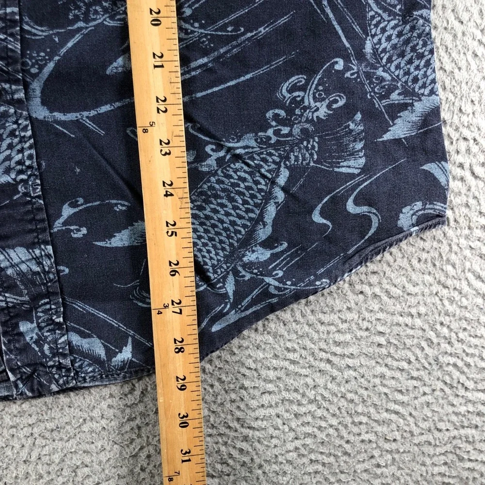 Polo Ralph Lauren Shirt Mens Extra Large Blue Koi Fish Short Sleeve Button Down